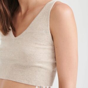 Signature Cashmere Longline Bra Top - Oatmeal (size Small)